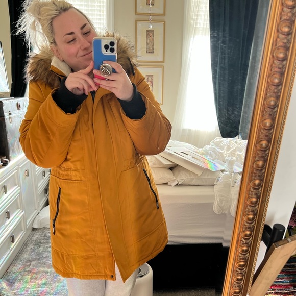 NWT NEVER WORN Incredible luxe Nine West mustard yellow winter coat XXL - Picture 8 of 11
